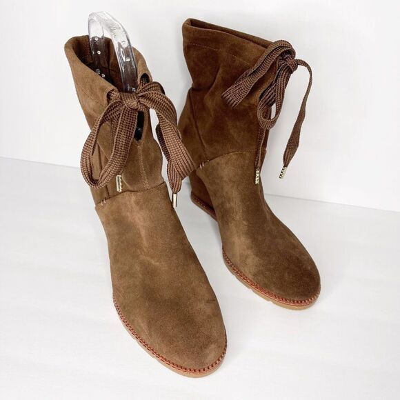 KATE SPADE Brown Saunders Suede Wedged Boots - Picture 4 of 9